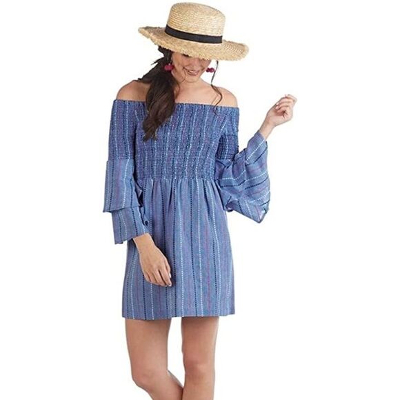 NWT MUDPIE Desi OTS Chambray Dress - Picture 1 of 9